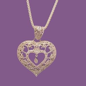 Marsala Jewelry Sterling Silver Cutout Textured Heart Pendant On Popcorn Chain